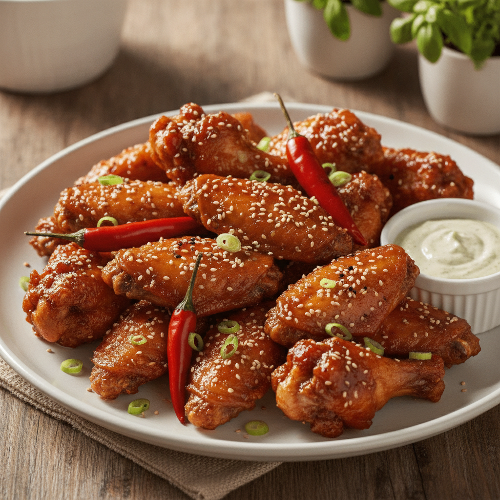 Korean Chicken Wings zoom in top view